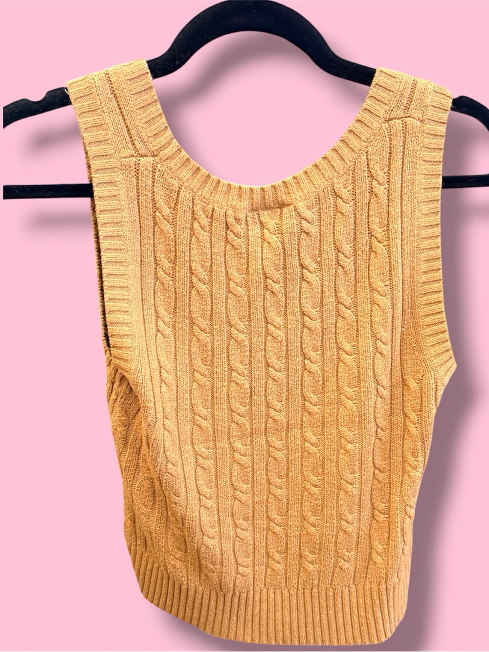 LOFT Mustard Ribbed Cable-Knit Sleeveless Top - Picture 2 of 3